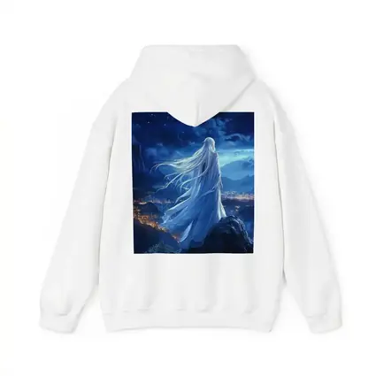 Anime Girl White Dress Starry Night City