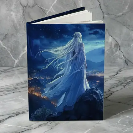 Anime Girl White Dress Starry Night City