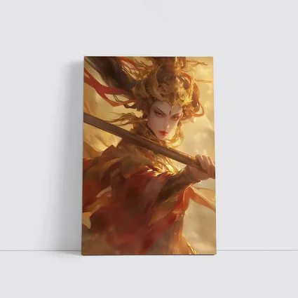 Ancient Chinese Warrior Woman Golden Fantasy Art