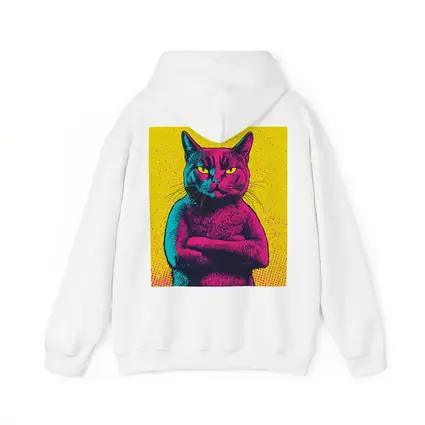 Angry Cat Arms Crossed Pop Art Yellow