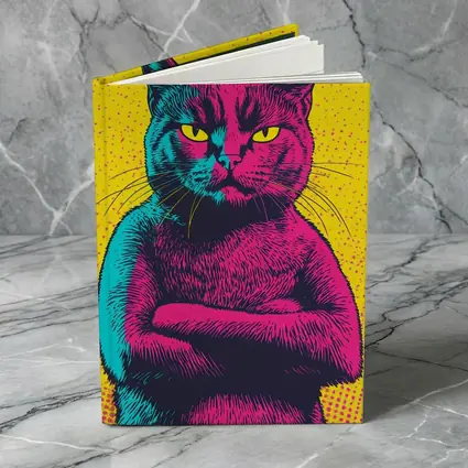 Angry Cat Arms Crossed Pop Art Yellow