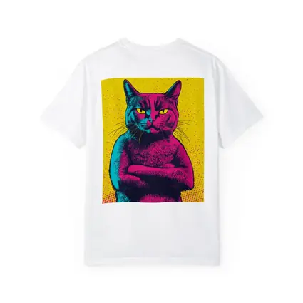 Angry Cat Arms Crossed Pop Art Yellow