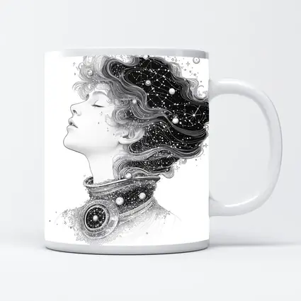 Woman Profile Cosmic Constellation Stars Illustration