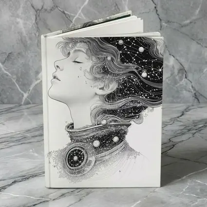 Woman Profile Cosmic Constellation Stars Illustration