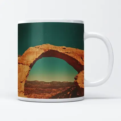 Desert Rock Arch Starry Teal Sky
