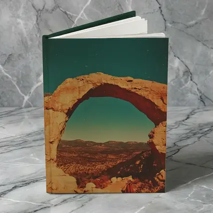 Desert Rock Arch Starry Teal Sky