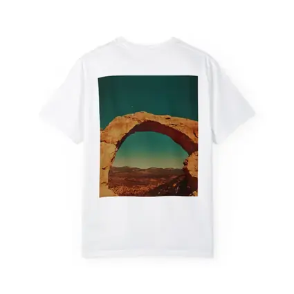 Desert Rock Arch Starry Teal Sky