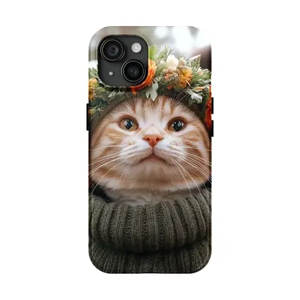 Ginger Cat Flower Crown Cozy Sweater