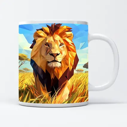 Low Poly Lion Savanna African Wildlife Art