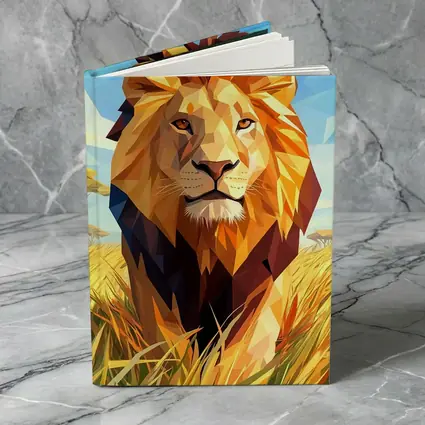 Low Poly Lion Savanna African Wildlife Art