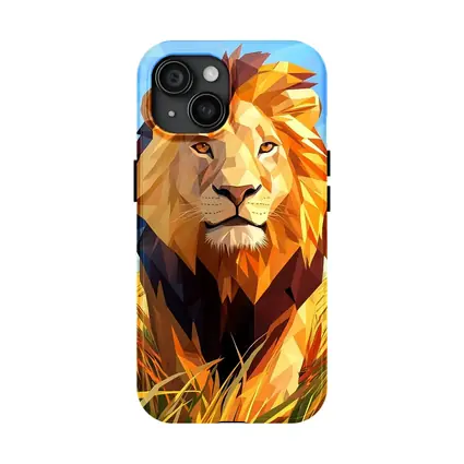 Low Poly Lion Savanna African Wildlife Art