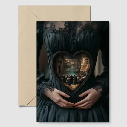 Gothic Dark Dress Heart Renaissance Scene Art
