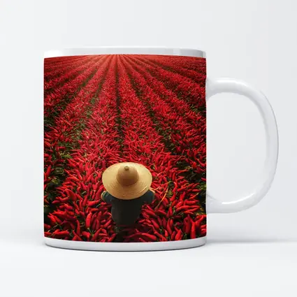 Red Chili Pepper Field Farmer Straw Hat
