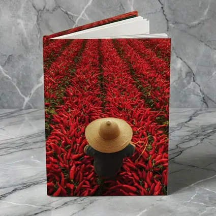 Red Chili Pepper Field Farmer Straw Hat