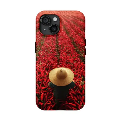 Red Chili Pepper Field Farmer Straw Hat