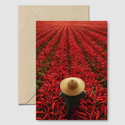 Red Chili Pepper Field Farmer Straw Hat