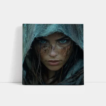 Fierce Warrior Woman Hooded Dark Fantasy Portrait