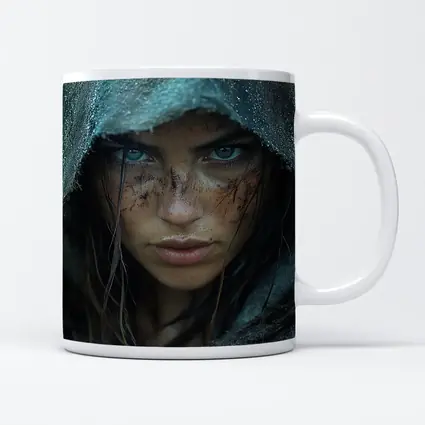 Fierce Warrior Woman Hooded Dark Fantasy Portrait