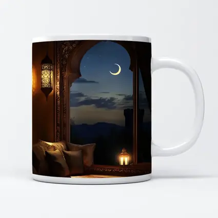 Islamic Arch Crescent Moon Night Scene
