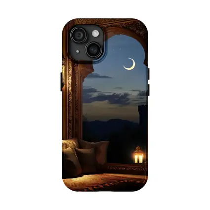 Islamic Arch Crescent Moon Night Scene