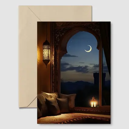 Islamic Arch Crescent Moon Night Scene