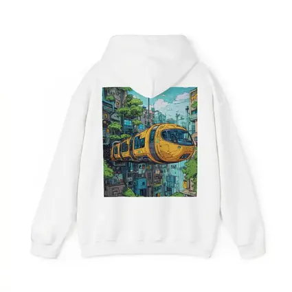 Anime Futuristic Yellow Train Flying City