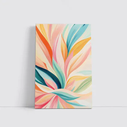 Colorful Abstract Floral Leaves Pastel Art