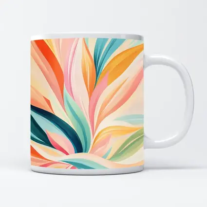 Colorful Abstract Floral Leaves Pastel Art