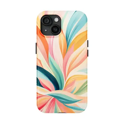 Colorful Abstract Floral Leaves Pastel Art