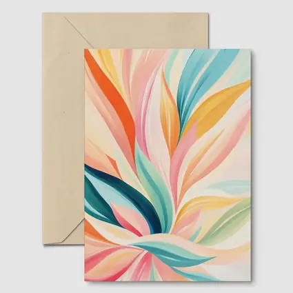 Colorful Abstract Floral Leaves Pastel Art