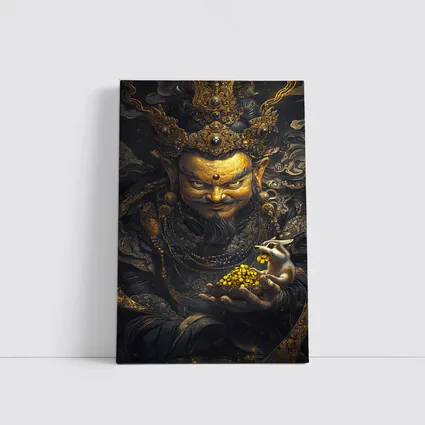 Chinese Wealth God Holding Golden Rat