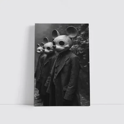 Creepy Mouse Mask Figures Dark Forest