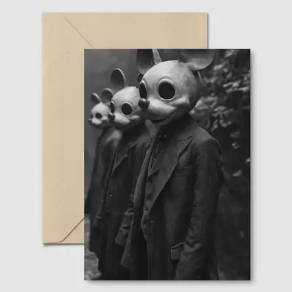 Creepy Mouse Mask Figures Dark Forest
