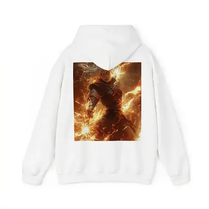 White Hair Warrior Woman Fire Lightning Fantasy