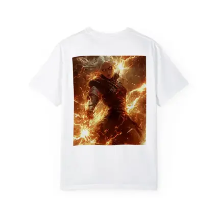 White Hair Warrior Woman Fire Lightning Fantasy