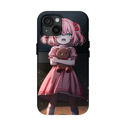 Angry Anime Girl Pink Dress Dark Room