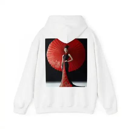Chinese Woman Red Umbrella Dragon Dress
