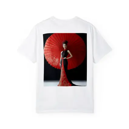 Chinese Woman Red Umbrella Dragon Dress