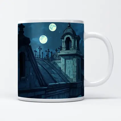 Gothic Cemetery Night Anime Art Blue Moon