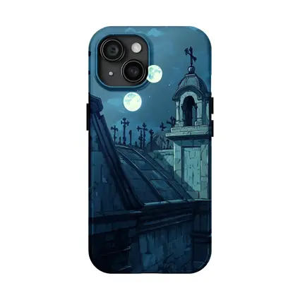 Gothic Cemetery Night Anime Art Blue Moon