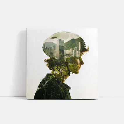 Cyclist Double Exposure City Nature Portrait