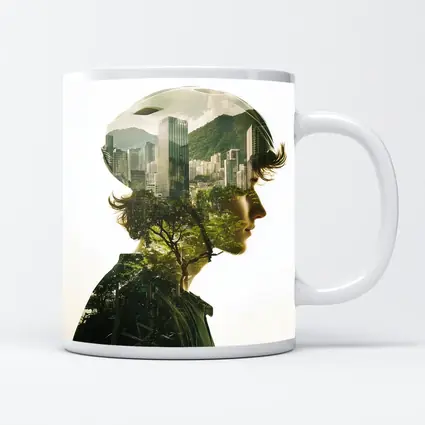 Cyclist Double Exposure City Nature Portrait