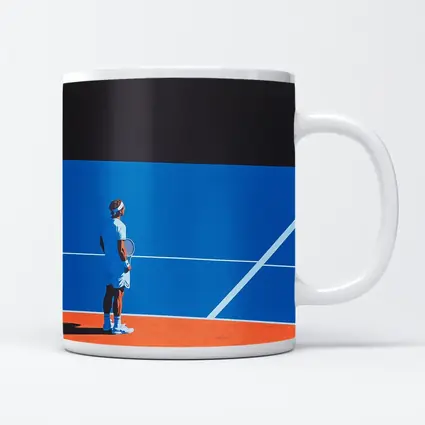 Tennis Player Standing on Blue Clay Court