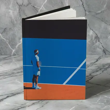 Tennis Player Standing on Blue Clay Court
