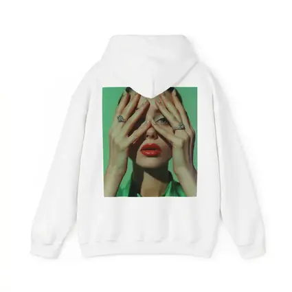 Woman Red Lips Green Nails Diamond Rings