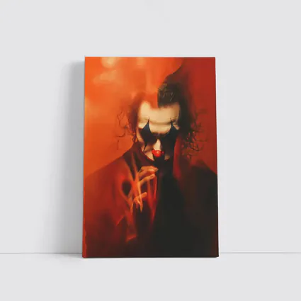 Joker Clown Portrait Red Smoky Background