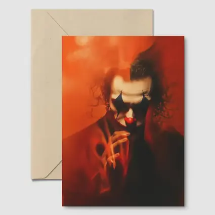 Joker Clown Portrait Red Smoky Background
