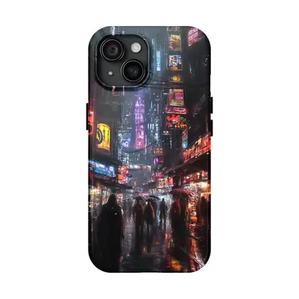 Cyberpunk Rainy City Street Neon Night