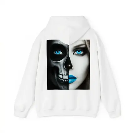Half Skull Half Woman Blue Eyes