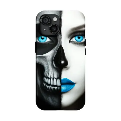 Half Skull Half Woman Blue Eyes